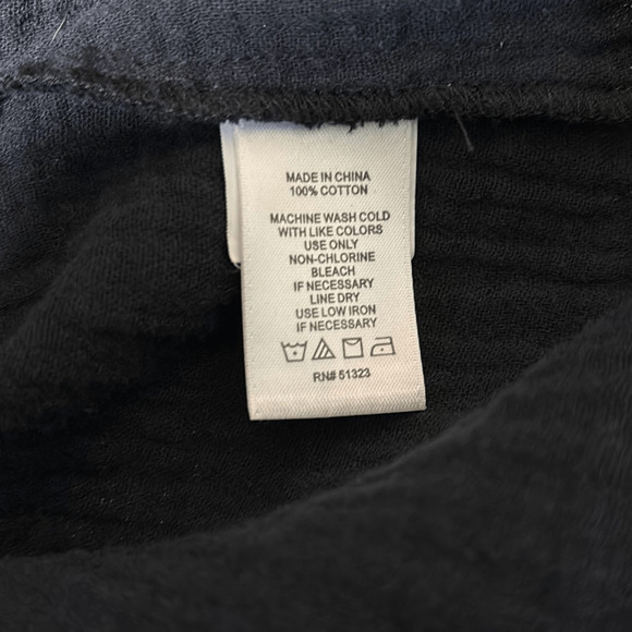 1. State Black Cotton Collared Split Neck Long Sleeve Large - Picture 4 of 11